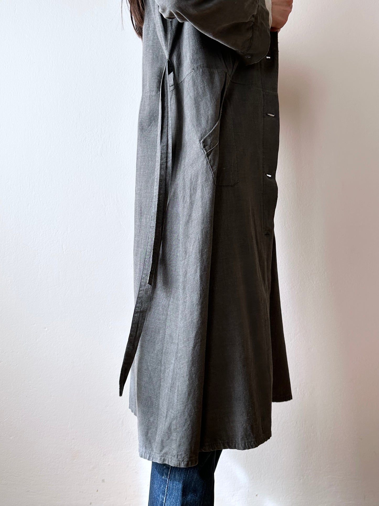 French vintage black chambray shirt dress