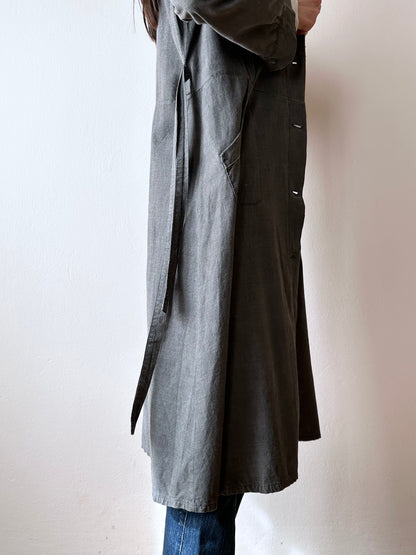 French vintage black chambray shirt dress