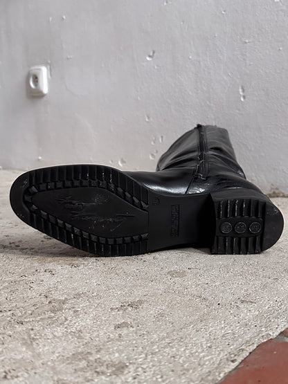 Late 70s-80s PERTTI PALMROTH Black leather boots - sz 8h