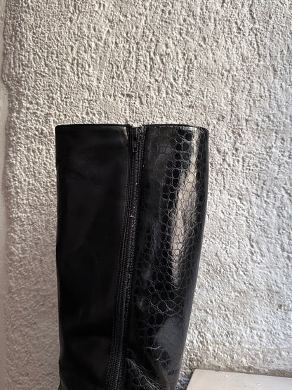 Late 70s-80s PERTTI PALMROTH Black leather boots - sz 8h