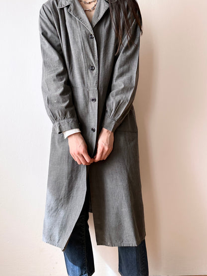 French vintage black chambray shirt dress