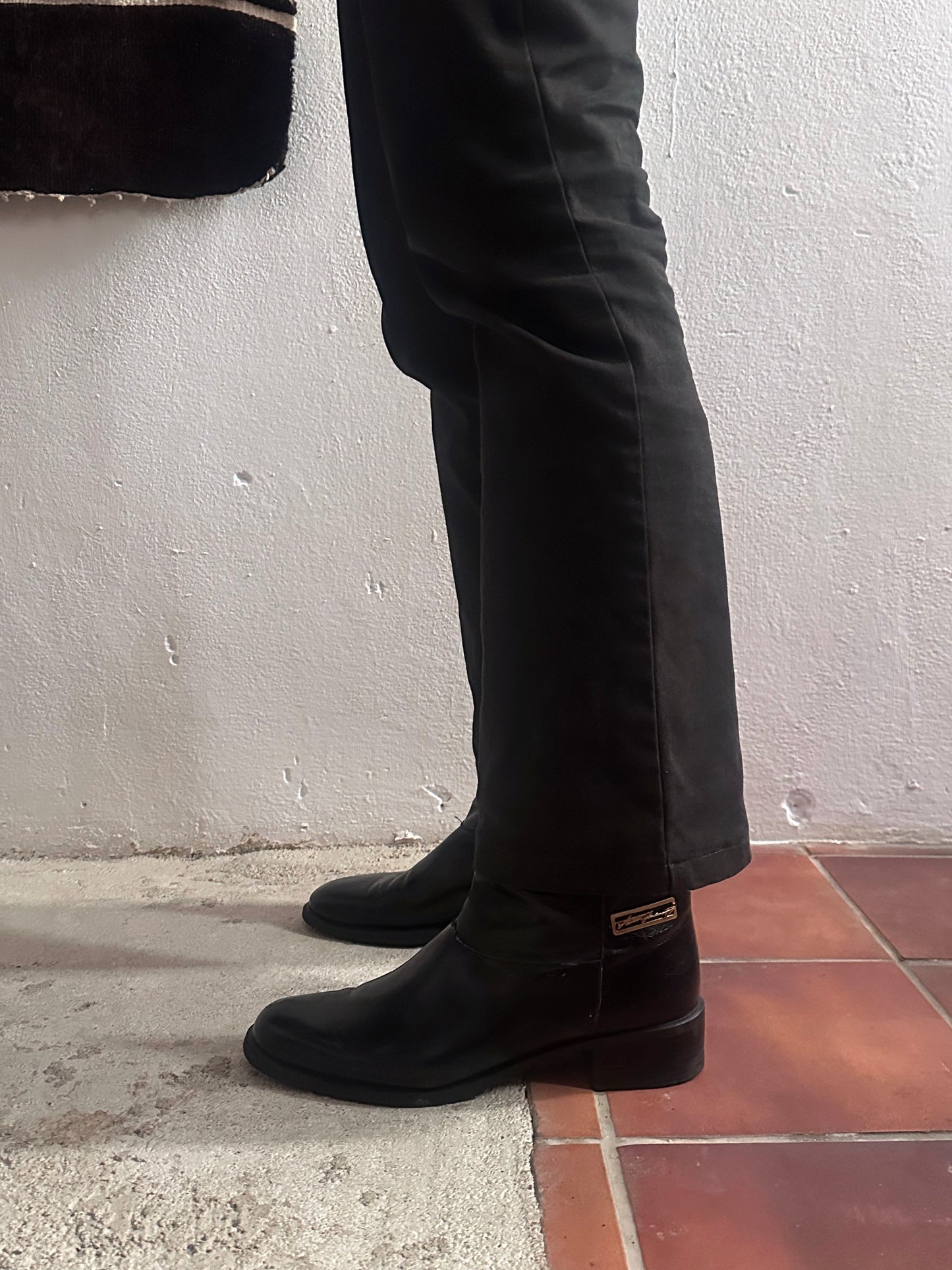 Late 70s-80s PERTTI PALMROTH Black leather boots - sz 8h