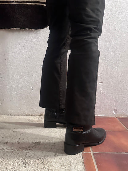 Late 70s-80s PERTTI PALMROTH Black leather boots - sz 8h