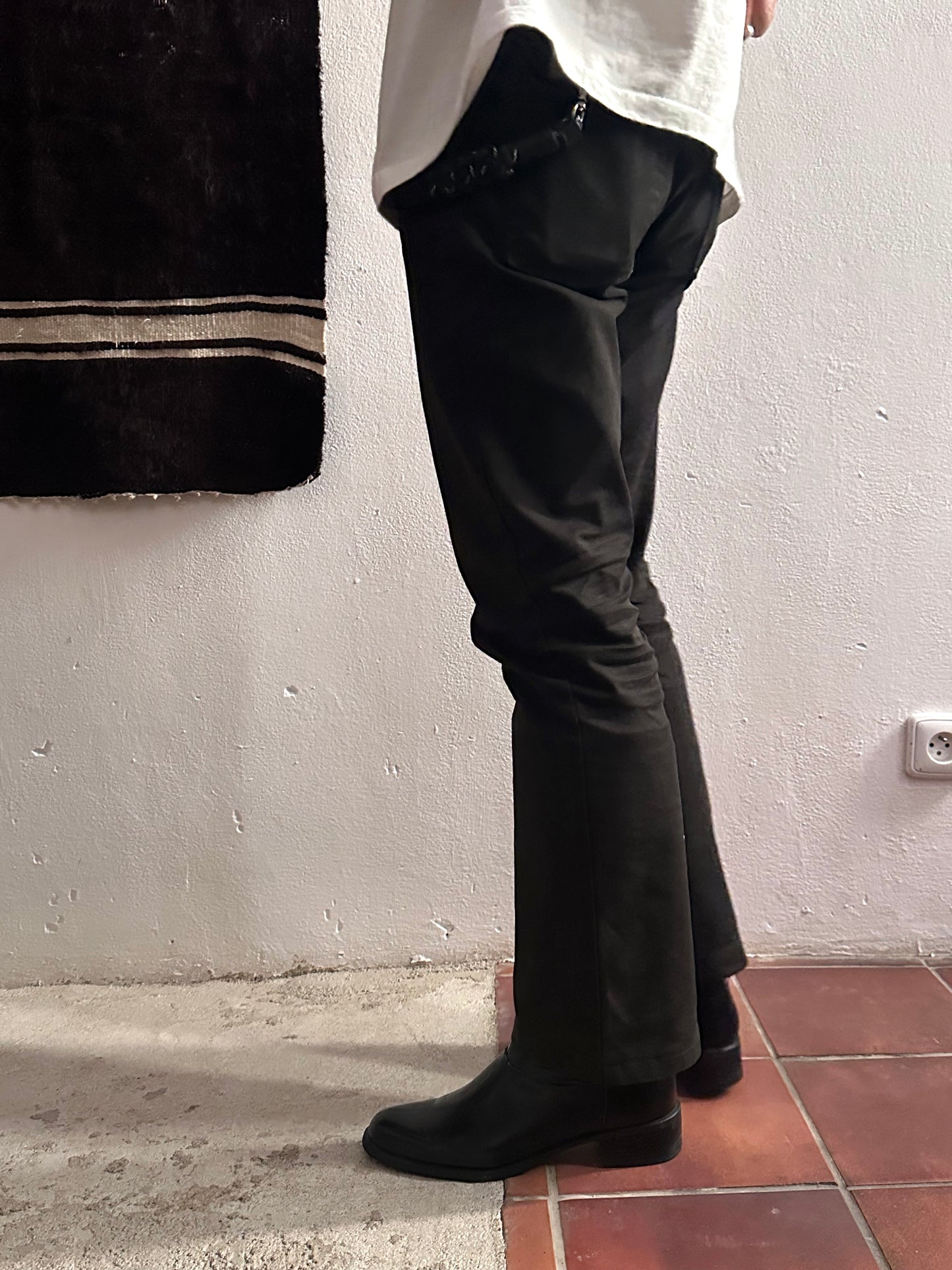 Late 70s-80s PERTTI PALMROTH Black leather boots - sz 8h