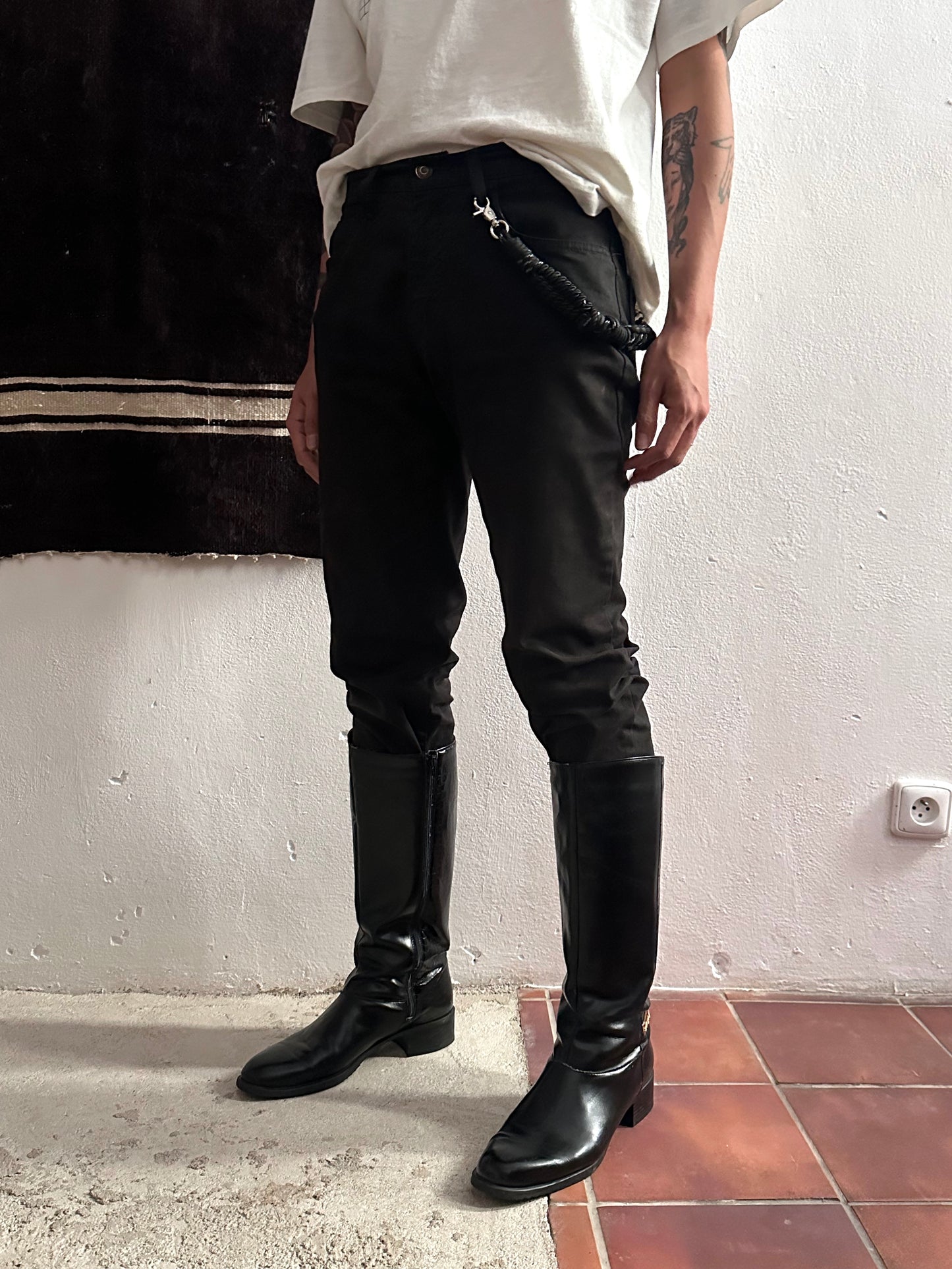 Late 70s-80s PERTTI PALMROTH Black leather boots - sz 8h