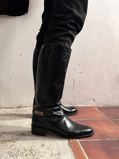 Late 70s-80s PERTTI PALMROTH Black leather boots - sz 8h