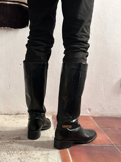 Late 70s-80s PERTTI PALMROTH Black leather boots - sz 8h