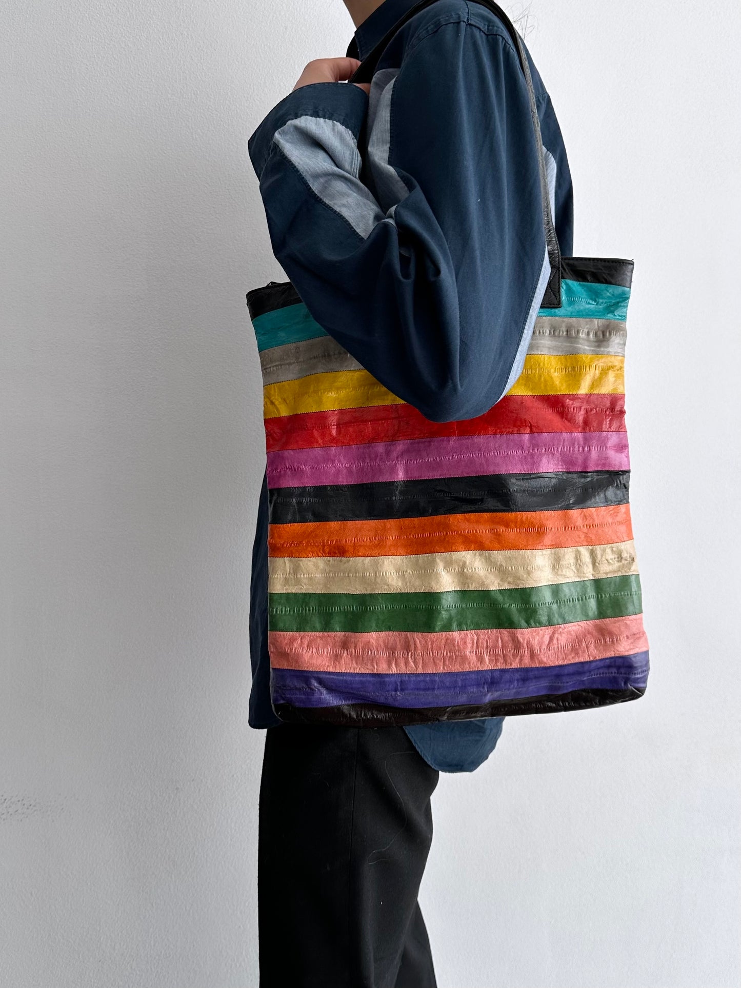 rainbow eelskin totebag