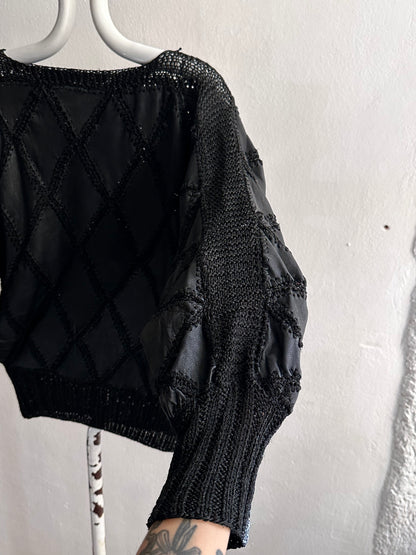 black leather diamond patchwork