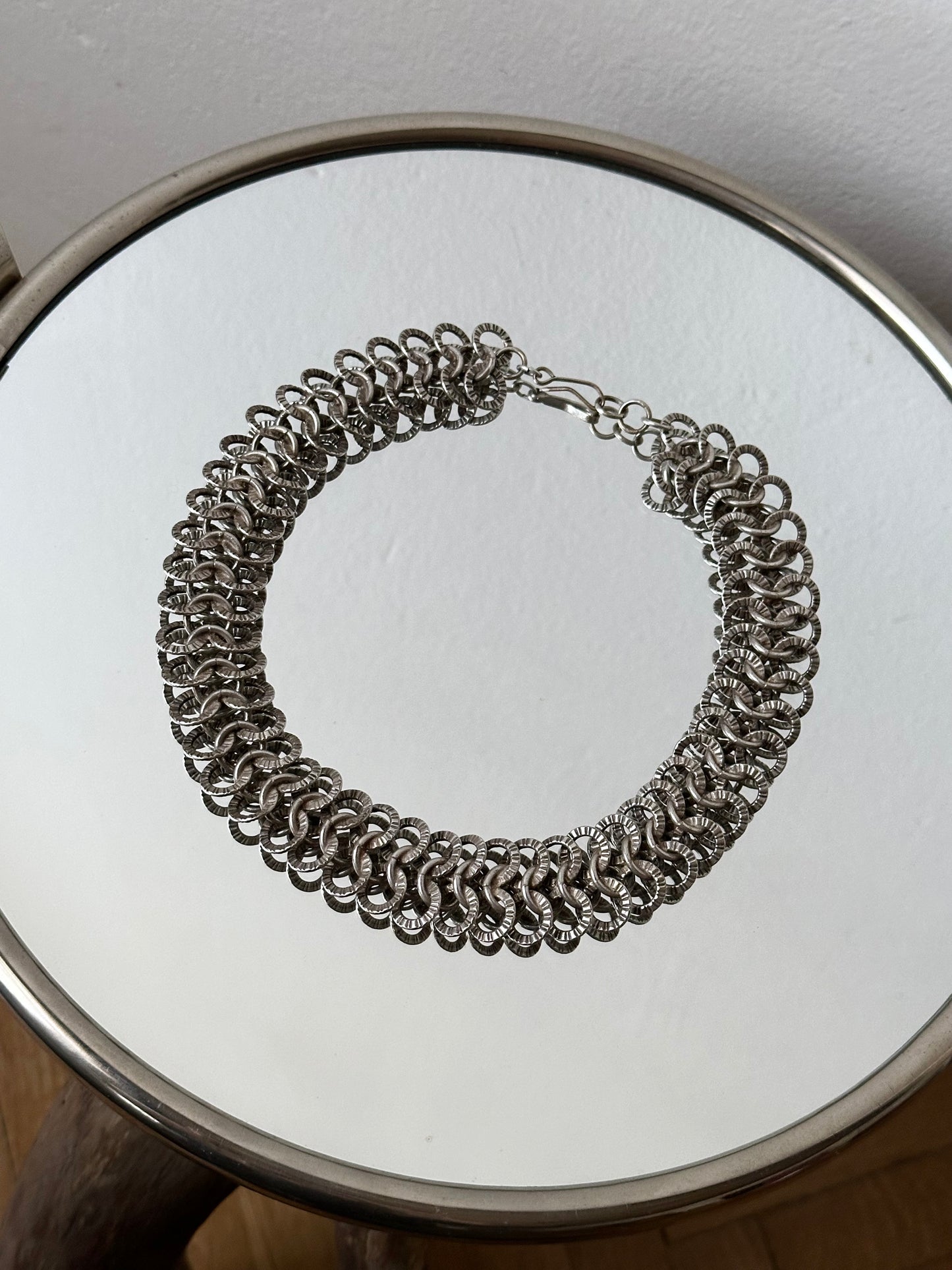 France vintage metal chainmail necklace