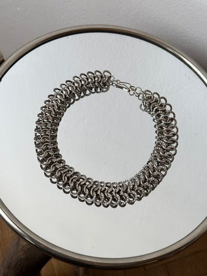 France vintage metal chainmail necklace