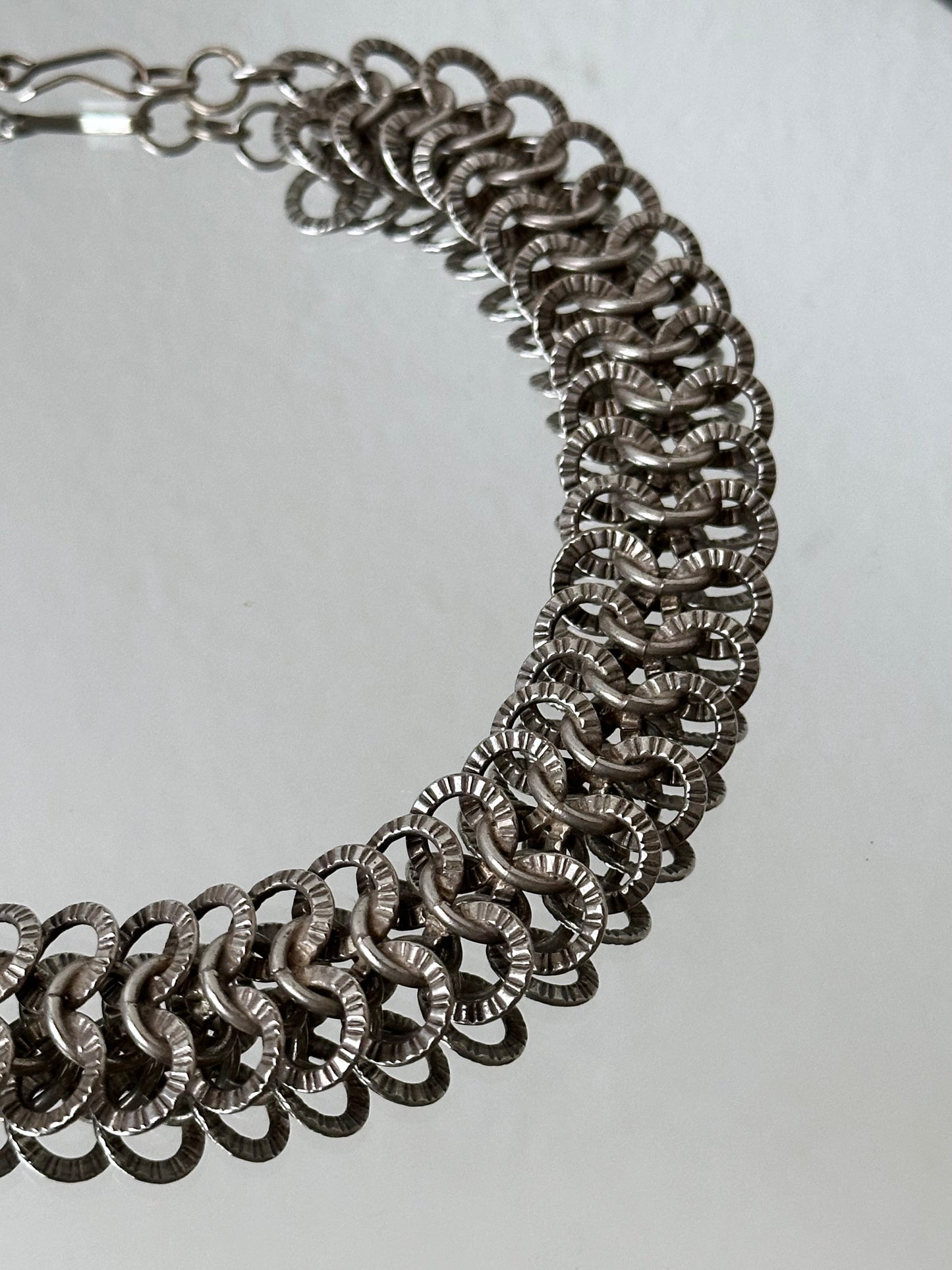 France vintage metal chainmail necklace