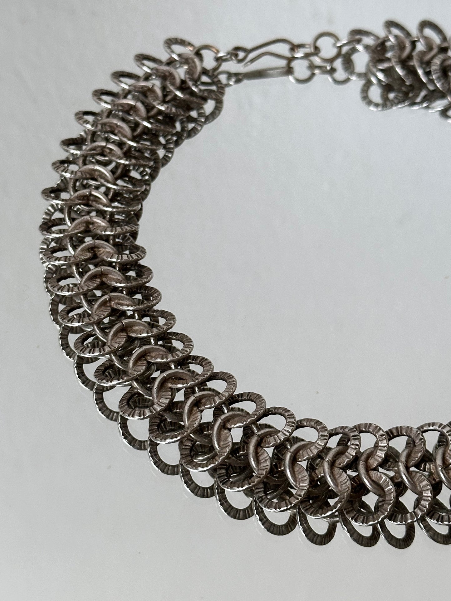 France vintage metal chainmail necklace