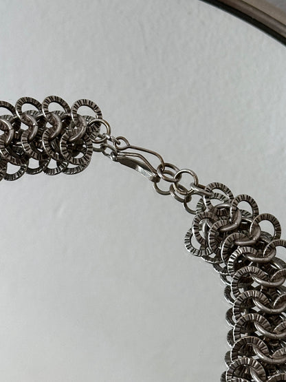 France vintage metal chainmail necklace