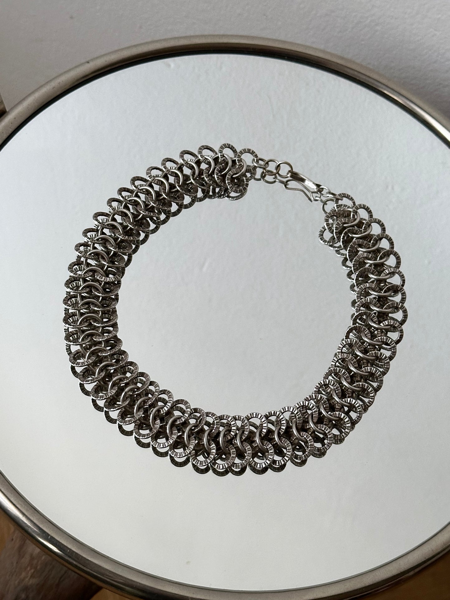 France vintage metal chainmail necklace