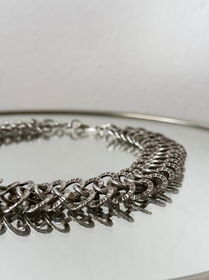 France vintage metal chainmail necklace