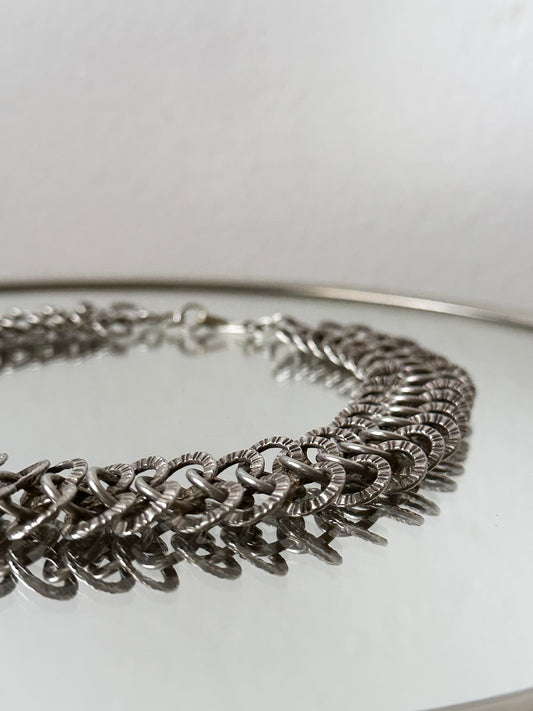 France vintage metal chainmail necklace