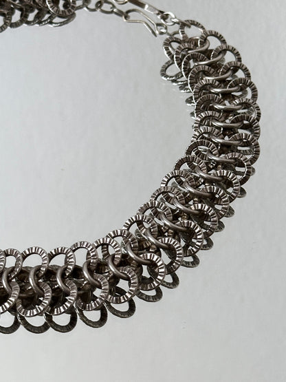 France vintage metal chainmail necklace