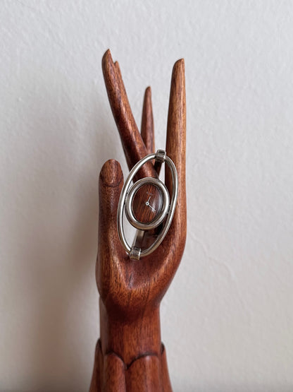 1970's TELHOR silver bangle watch