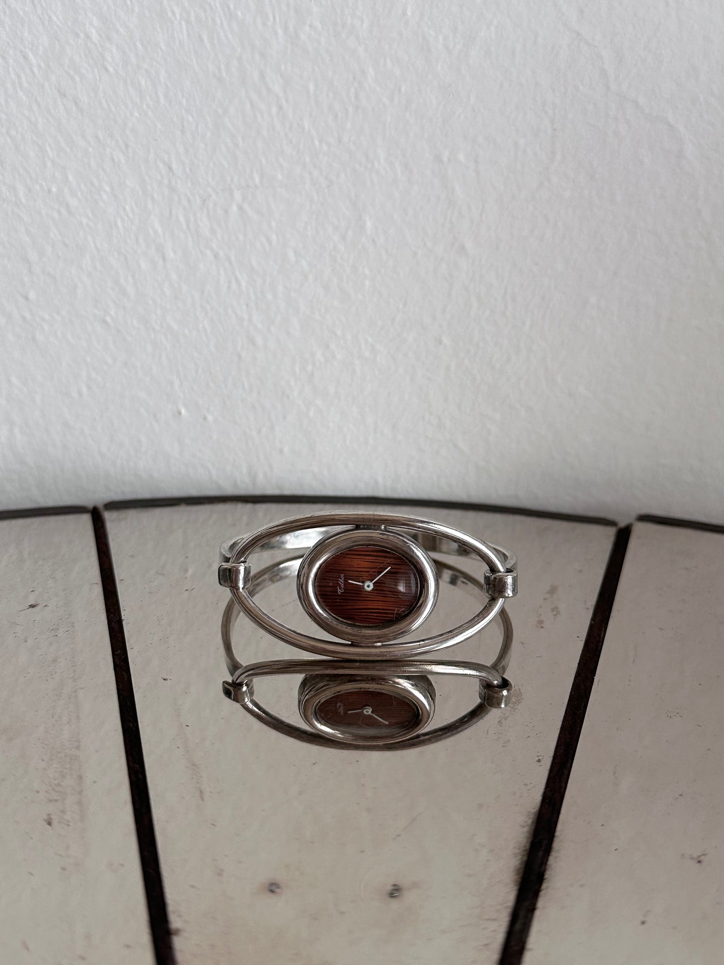 1970's TELHOR silver bangle watch