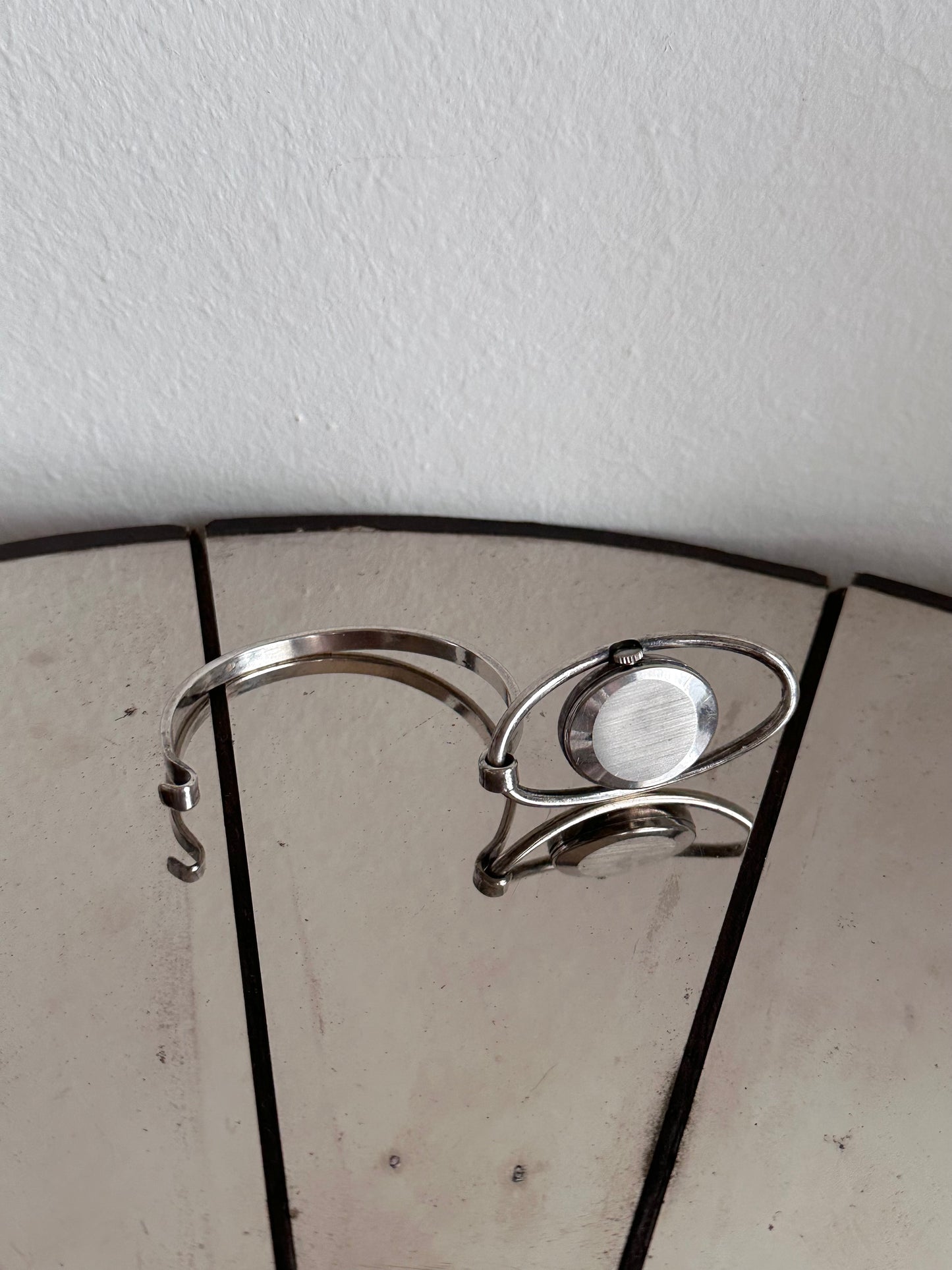 1970's TELHOR silver bangle watch