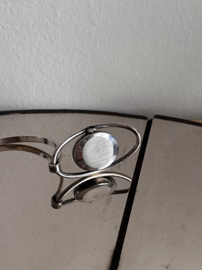 1970's TELHOR silver bangle watch