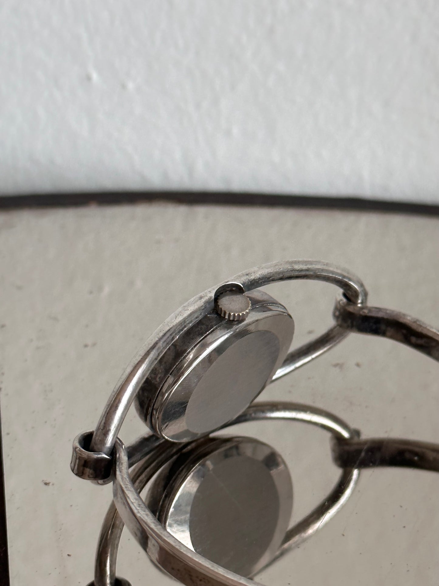 1970's TELHOR silver bangle watch