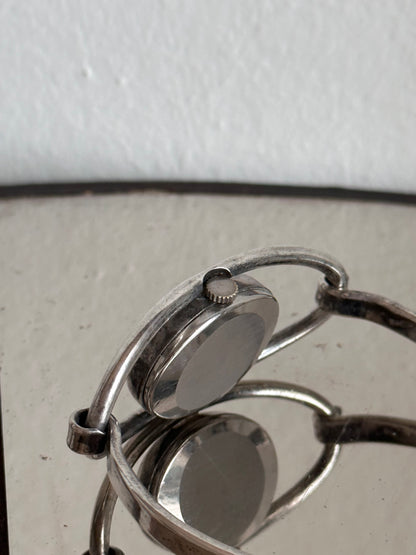 1970's TELHOR silver bangle watch