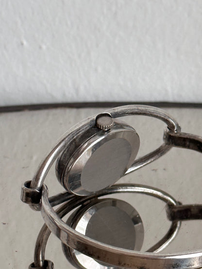 1970's TELHOR silver bangle watch