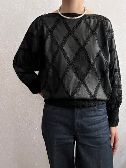 black leather diamond patchwork