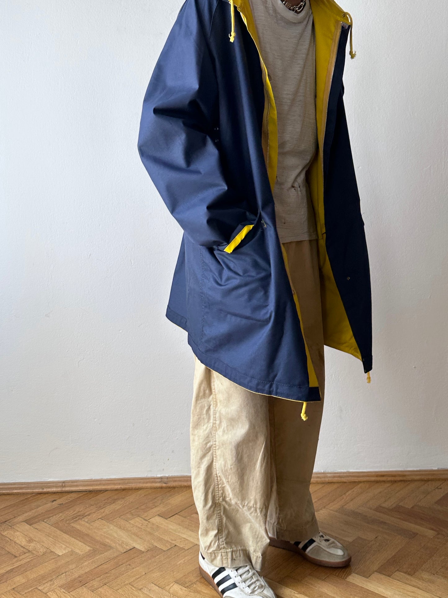 Vintage reversible rubberised coat