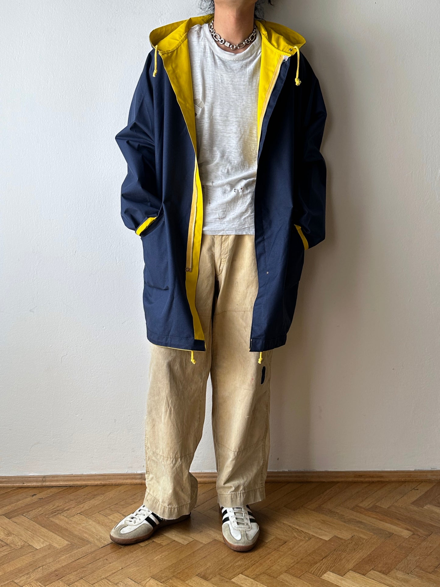 Vintage reversible rubberised coat