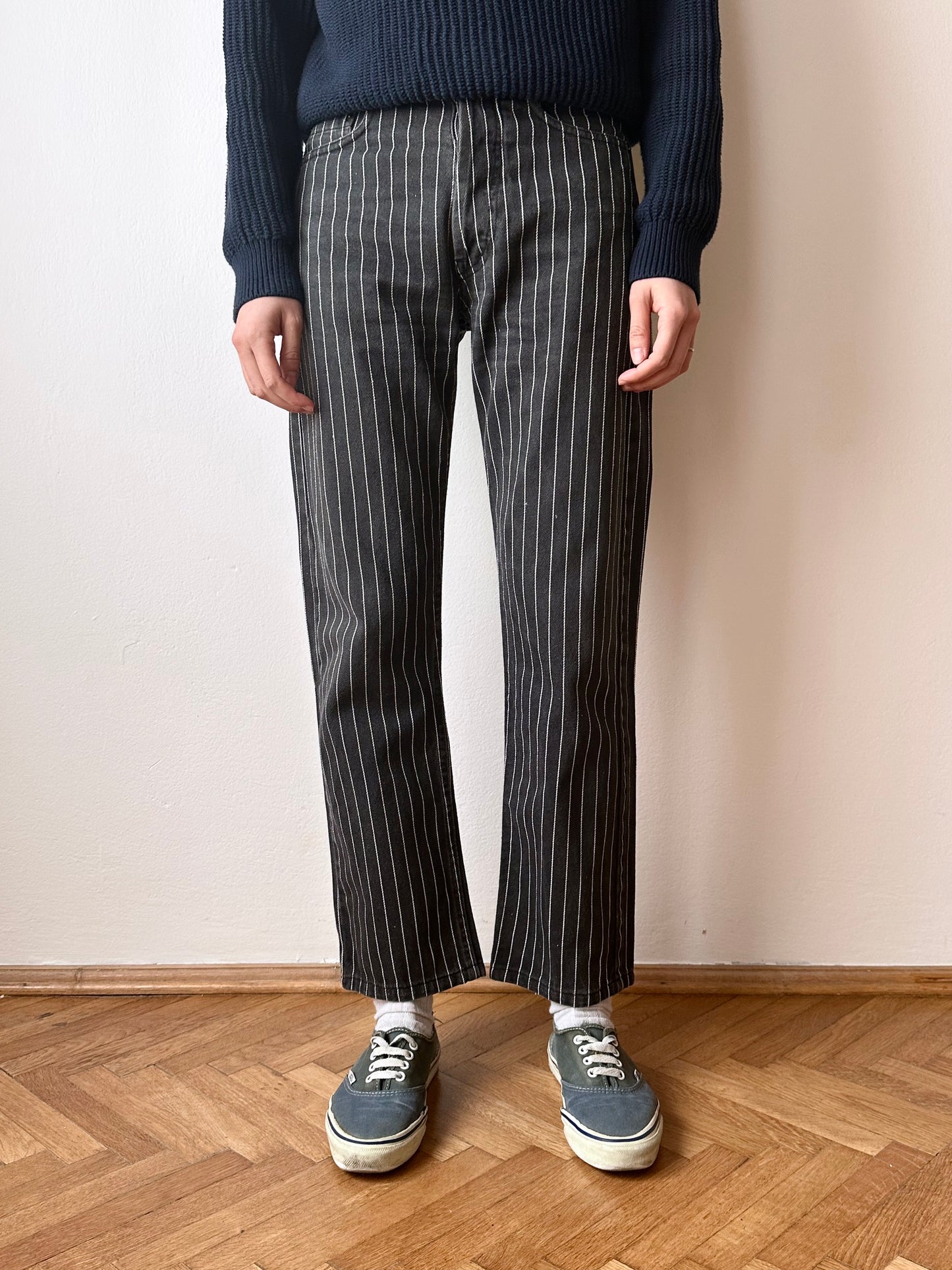 5 pockets pin striped cotton trouser