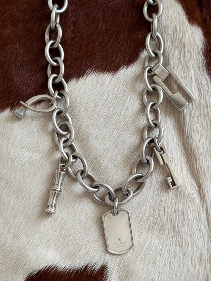 GUCCI silver charm necklace