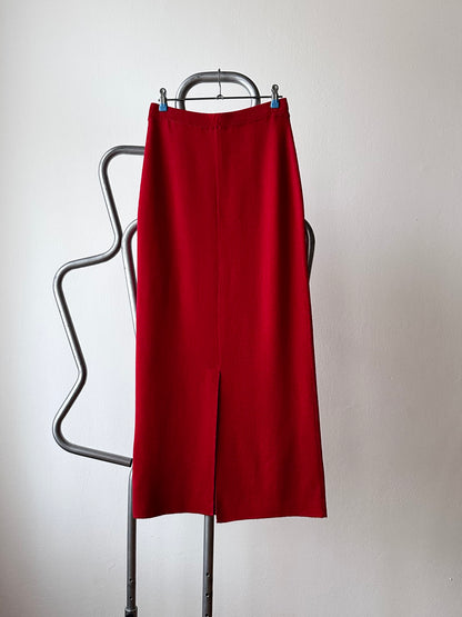 merino wool skirt in crimson