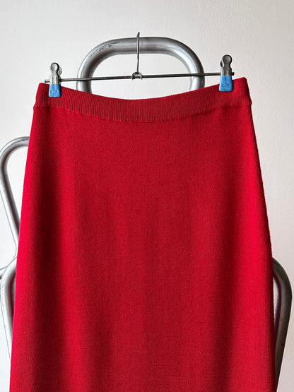 merino wool skirt in crimson