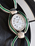 Phigied silver 800 green enamel watch