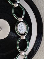 Phigied green enamel silver 800 watch bangle bracelet シルバー 時計 バングル ブレスレット イタリア ヴィンテージ グリーン エナメル 腕時計