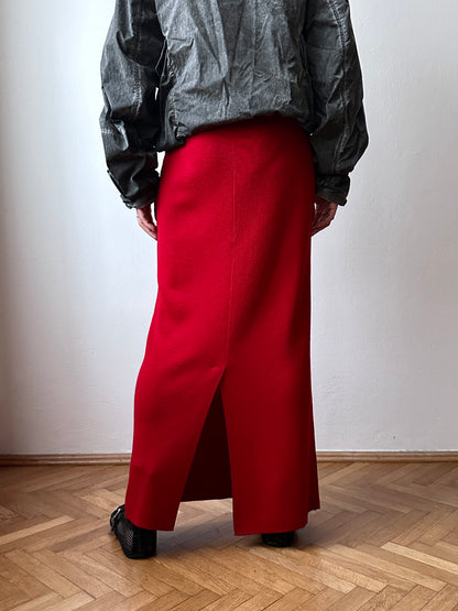 merino wool skirt in crimson