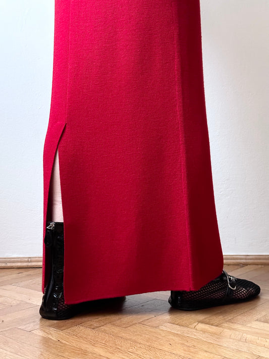 merino wool skirt in crimson