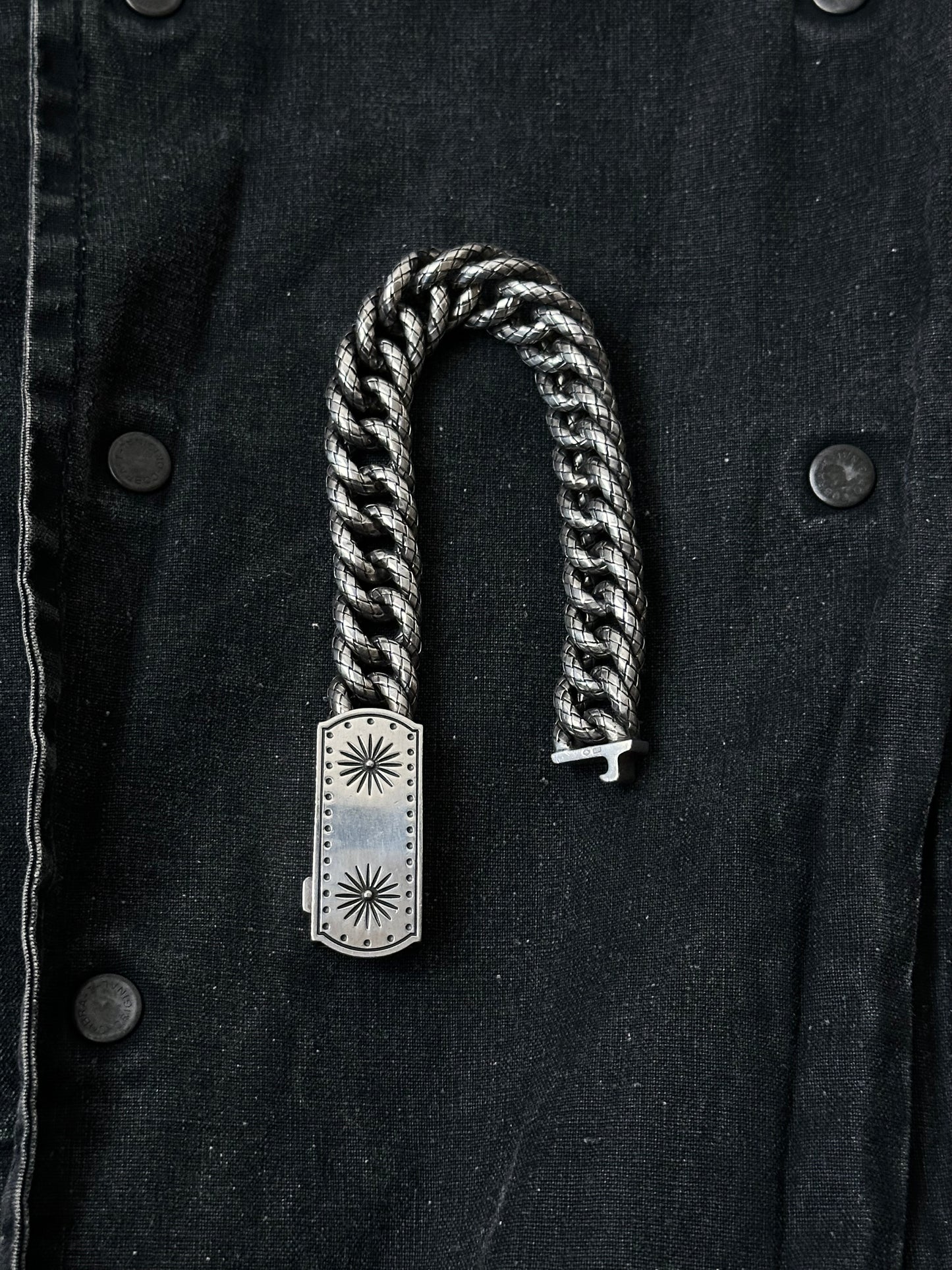 BOTTEGA VENETA Intrecciato chain silver ID brcelet