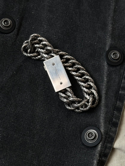 BOTTEGA VENETA Intrecciato chain silver ID brcelet