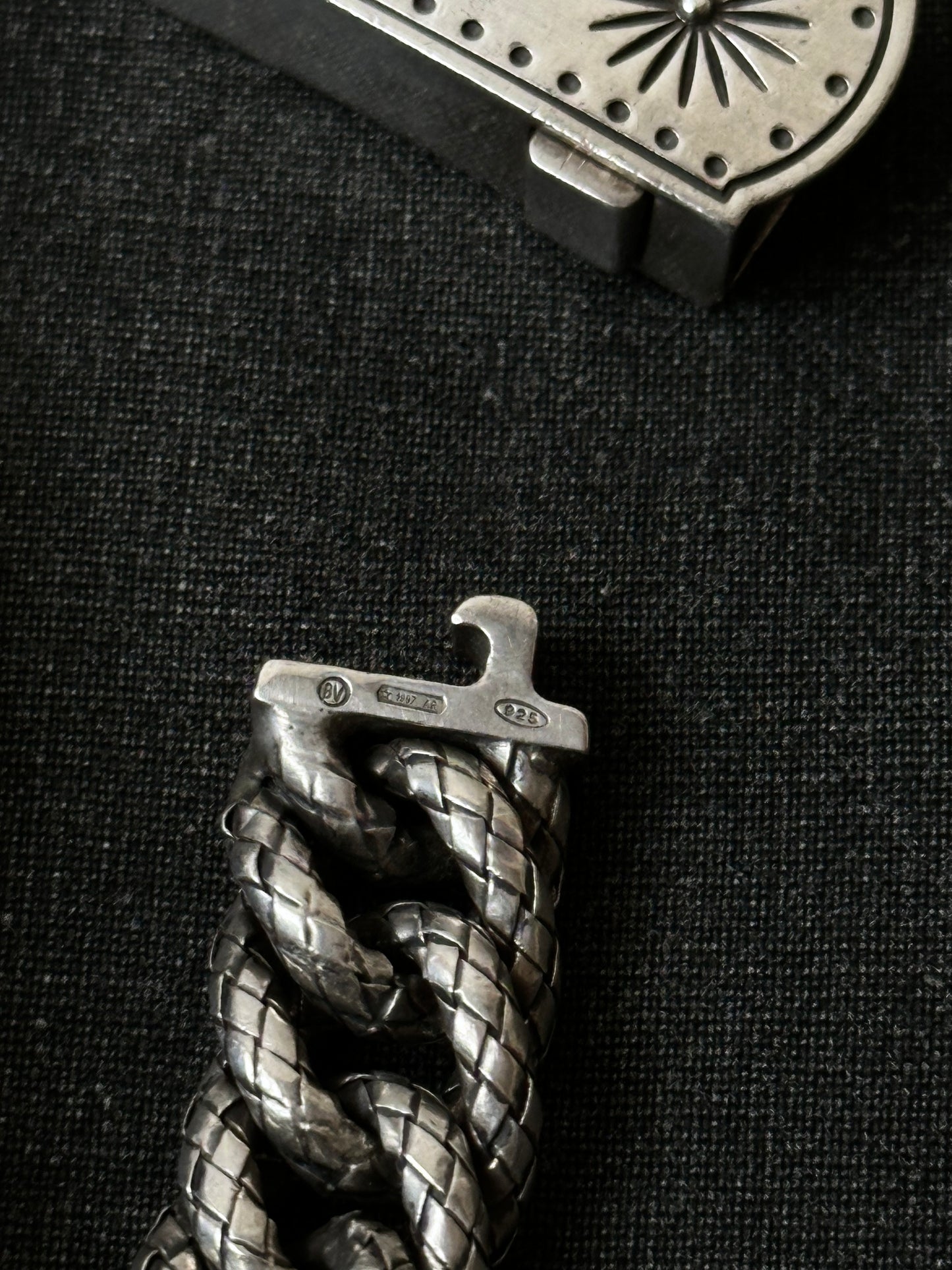BOTTEGA VENETA Intrecciato chain silver ID brcelet
