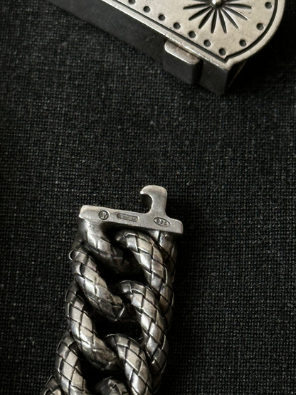 BOTTEGA VENETA Intrecciato chain silver ID brcelet