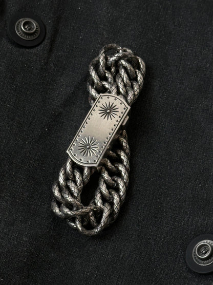 BOTTEGA VENETA Intrecciato chain silver ID brcelet