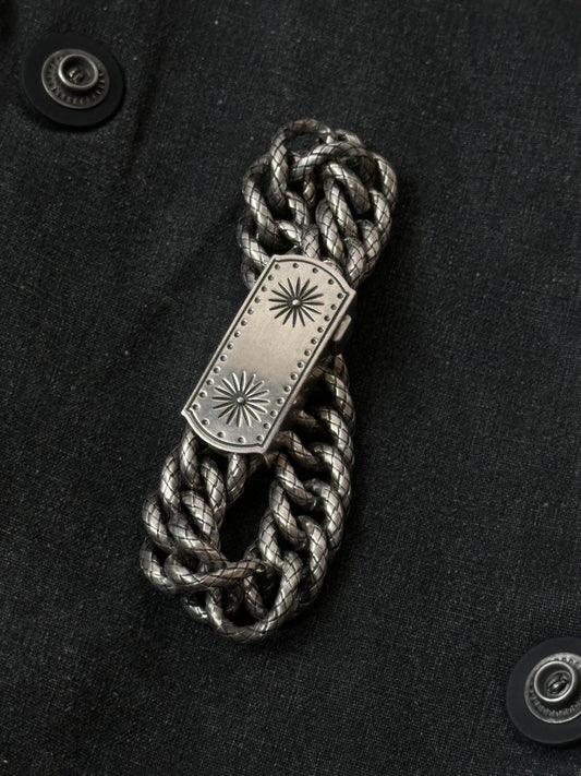 BOTTEGA VENETA Intrecciato chain silver ID brcelet