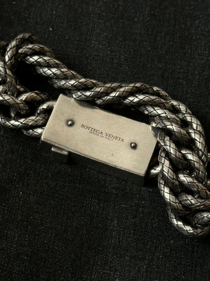 BOTTEGA VENETA Intrecciato chain silver ID brcelet