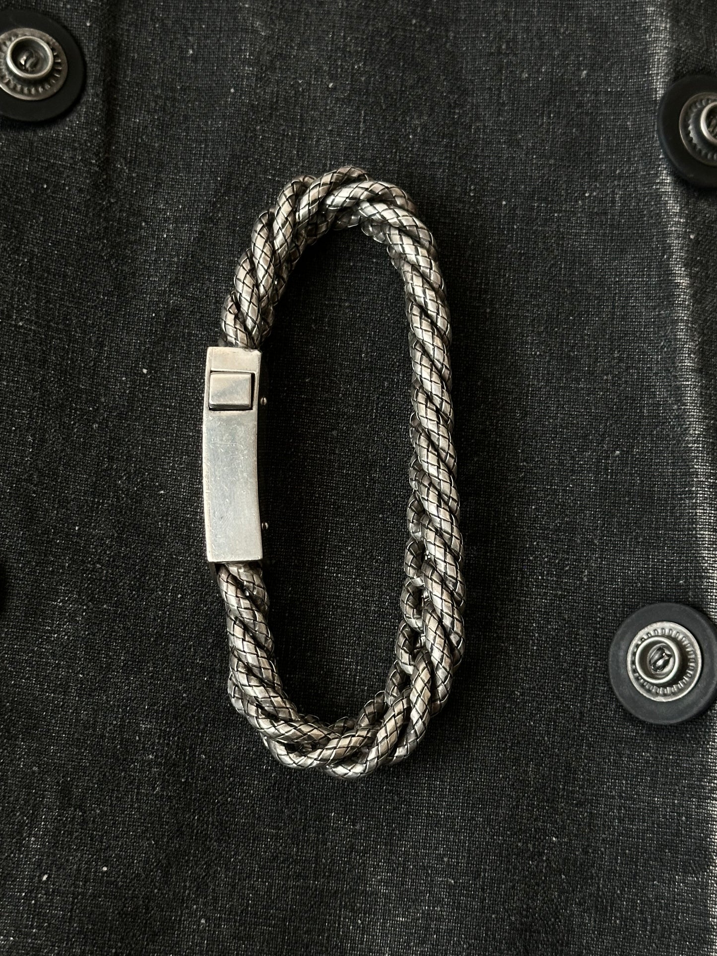 BOTTEGA VENETA Intrecciato chain silver ID brcelet