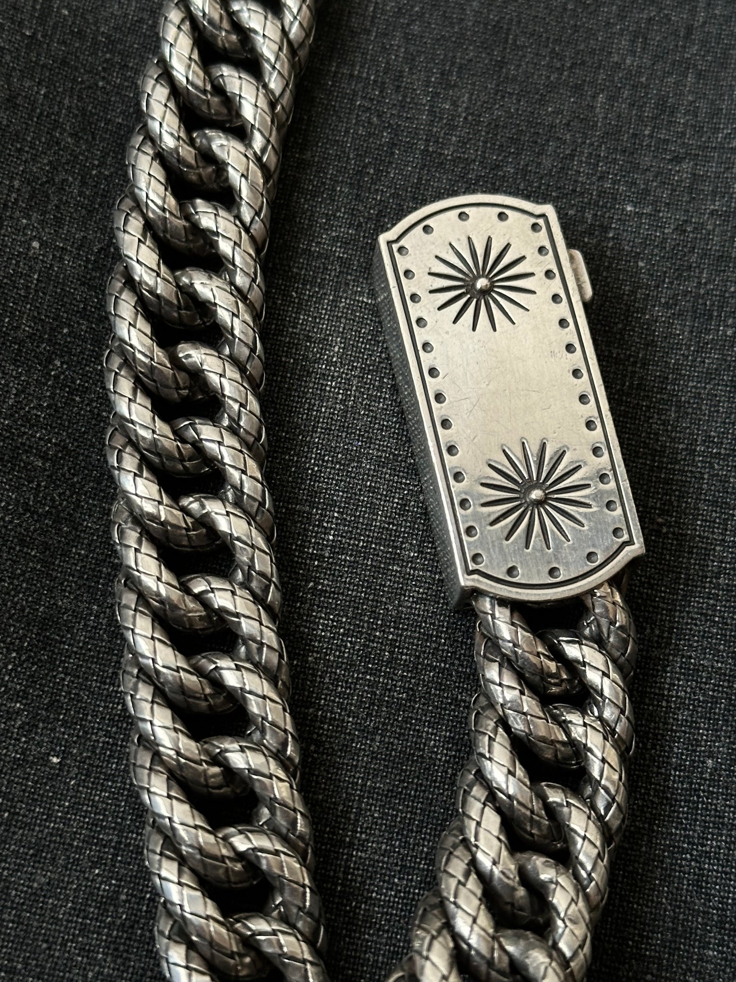 BOTTEGA VENETA Intrecciato chain silver ID brcelet