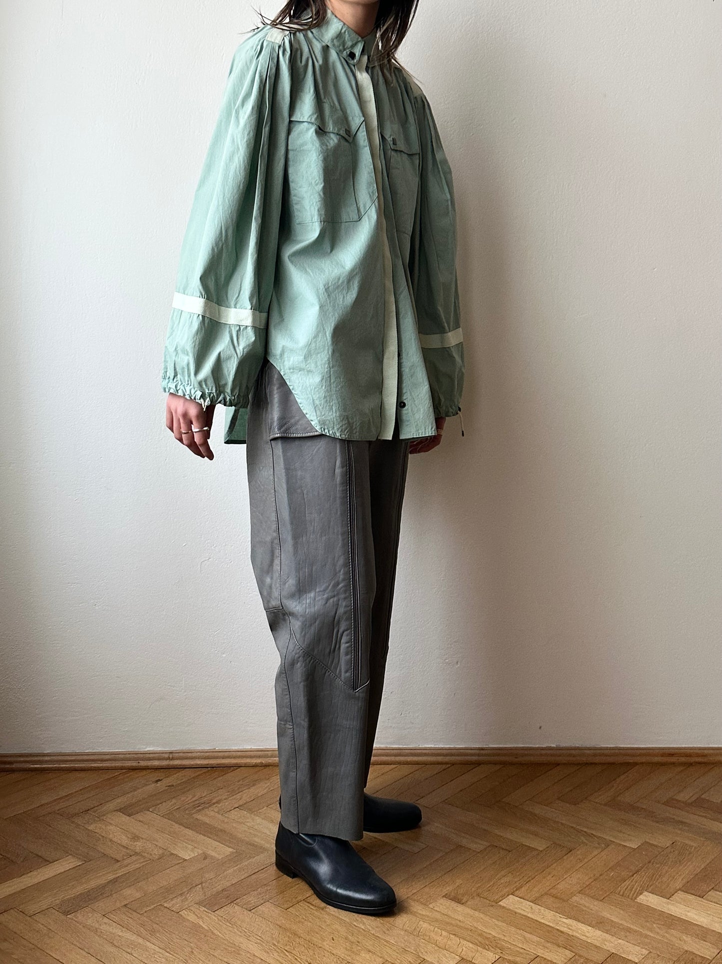 80s center zip leather trouser